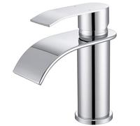 CECIPA Rubinetto Bagno Lavabo Cromo a Cascata, Miscelatore Lavabo Bagno con Becco Altezza 8,6cm, Rubinetto Lavandino in Acciaio Inox 304