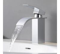 CECIPA Rubinetto Bagno Lavabo Cromo a Cascata, Miscelatore Lavabo Bagno, Miscelatore per Bagno in Ottone e Acciaio Inox, altezza del beccuccio 85 mm