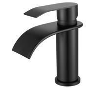 CECIPA Rubinetto Bagno Lavabo Nero a Cascata, Miscelatore Lavabo Bagno Nero con Becco Altezza 8,6cm, Rubinetto Lavandino in Acciaio Inox 304