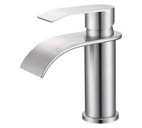 CECIPA Rubinetto Bagno Lavabo Spazzolato a Cascata, Miscelatore Lavabo con Becco Altezza 8,6cm, Rubinetto Lavandino Bagno in Acciaio Inox 304