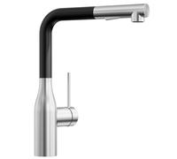 CECIPA Rubinetto Cucina con Doccetta Estraibile di 40CM, Miscelatore Cucina Nero con 2 Modalità di Getto, Miscelatore Estraibile Nero con Bocca Girevole 360°, in Acciaio Inox (Nero-Spazzolato)