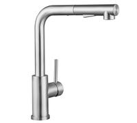 CECIPA Rubinetto Cucina con Doccetta Estraibile, Miscelatore Lavello Cucina in Acciaio Inox con 2 Getto, Rubinetti Lavello Estraibile con Bocca Alta Girevole a 360° (Spazzolato)