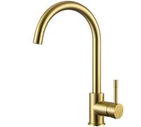 CECIPA Rubinetto Cucina Girevole a 360°, Arco Alto Miscelatore Cucina Oro con Attacco G3/8, Rubinetto Lavello Monocomando in Acciaio Inox, Dorato Spazzolato