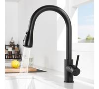 CECIPA Rubinetto Cucina Nero con 2 Tipi di Modalità, Miscelatore Cucina Nero con Doccetta Estraibile di 40CM, Rubinetto con Doccia Estraibile, Miscelatore Monocomando in Acciaio Inox