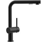 CECIPA Rubinetto Cucina Nero con Doccetta Estraibile, Miscelatore Lavello Cucina Estraibile con 2 Getto, Rubinetto a Leva Singola con Bocca Girevole a 360°, in Acciaio Inox, Nero