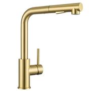 CECIPA Rubinetto Cucina Oro con Doccetta, Miscelatore Cucina Estraibile con 2 Getto, Rubinetto Lavello con Bocca Alta Girevole a 360°, Miscelatore in Acciaio Inox 304 (Dorato)