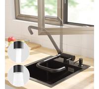CECIPA Rubinetto Cucina Pieghevole Nero con 2 Modalità di Getto, Miscelatore Cucina Sottofinestra Pieghevole 180°, Miscelatore Cucina Lavello Nero Girevole 360°, Rubinetto Abbattibile Nero