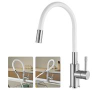 CECIPA Rubinetto Da Cucina Flessibile Bianco Con 2 Tipi Di Getto E Alta Pressione, Miscelatore Da Cucina Orientabile A 360°, Acciaio Inossidabile