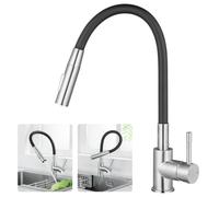 CECIPA Rubinetto da Cucina Nero, Rubinetto Flessibile con 2 Tipi di Getto, Miscelatore da Cucina Nero Girevole a 360°, Miscelatore ad Alta Pressione per Cucina, 2xG3/8 Collegamenti, Miscelatore