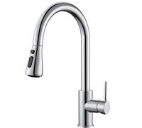 CECIPA Rubinetto Lavello Cucina con Doccetta, Miscelatore Cucina Estraibile di 40CM con 2 Modalità, Rubinetto in Acciaio Inox, Miscelatore Girevole a 360°, Cromato