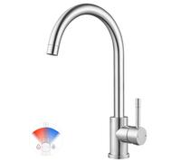 CECIPA Rubinetto Lavello Cucina Girevole a 360°, Arco Alto Miscelatore Cucina in Acciaio Inox, Rubinetti Lavello Monocomando con Attacco G3/8