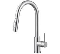 CECIPA Rubinetto Lavello Cucina, Miscelatore Cucina con Doccetta Estraibile, Rubinetti Cucina a 2 Geti e Girevole 360°, Acciaio Inossidabile Spazzolato