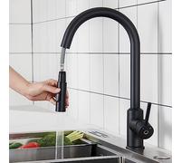CECIPA Rubinetto Lavello Cucina Nero, Miscelatore Cucina con Doccetta Estraibile e 2 Modalità Acqua, Rubinetto Acciaio Inox Girevole a 360°, Risparmio Idrico, Nero
