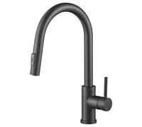 CECIPA Rubinetto Lavello Cucina Nero, Miscelatore Cucina con Doccetta Estraibile, Rubinetti Cucina con 2 Tipi di Getti Girevole 360°, Acciaio Inox 304