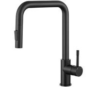 CECIPA Rubinetto Lavello Cucina Nero, Miscelatore Cucina con Doccetta Estraibile, Rubinetti per Lavelli da Cucina, Rubinetto Cucina Nero Acciaio Inox Girevole a 360° Monocomando
