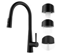 CECIPA Rubinetto Lavello Cucina Nero, Miscelatore Cucina con Doccetta Estraibile, Rubinetti per Lavelli da Cucina, Rubinetto Cucina Nero Acciaio Inox Girevole a 360° Monocomando