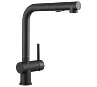 CECIPA Rubinetto Cucina Nero con 2 Getto, Miscelatore Cucina con Doccetta Estraibile, Rubinetto Lavello Cucina Nero Girevole a 360°, Miscelatore Lavello in Acciaio lnox (Nero)