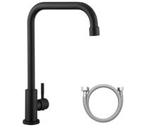 CECIPA Rubinetto Lavello Cucina Nero solo Acqua Fredda, Rubinetto Acqua Fredda Nero Girevole a 360°, Rubinetti in Acciaio Inox per Cucina, Giardino, Camper