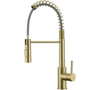 CECIPA Rubinetto Lavello Cucina Oro, Miscelatore Cucina Con Doccetta Estraibile, Rubinetto Cucina Con Due Tipi Di Getto D'acqua, Miscelatore Lavello Cucina Ad Arco Alto, Acciaio Inossidabile
