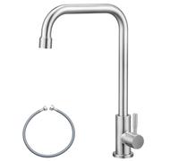 CECIPA Rubinetto per acqua fredda in acciaio inox, girevole a 360°, solo acqua fredda, resistente rubinetto per cucina, WC e giardino, spazzolato