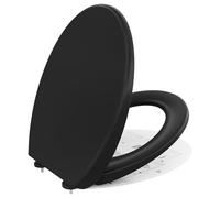 CECIPA WC Ovale con Chiusura Ammortizzata, Copriwater Nero, Coperchio Water Soft Close, Copri WC Nero, Sedile WC Famiglia, Tavoletta WC Universale - DERW Serie