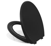 CECIPA WC Ovale con Chiusura Ammortizzata, Copriwater Nero, Coperchio Water Soft Close, Copri WC Nero, Tavoletta WC Universale - DERW Serie
