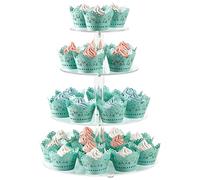 CECOLIC Alzata per Cupcake in Acrilico a 4 Ripiani Rotonda Trasparente Espositore per Dessert, Torre per Pasticceria, per Decorazioni per Feste di Compleanno, Matrimoni - 30,5 cm