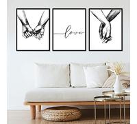 CECOMBINE Set di Stampe da Parete, 3 Pezzi Tenersi per Mano in Bianco e Nero Poster Quadri Moderni Moderno in Stile Nordico per Soggiorno, Camera da letto, Decorazione (Senza Cornice, 30x40cm)