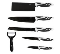 Cecotec Swiss Chef Knife Set Impugnatura con inserti in silicone, rivestimento antiaderente in ceramica, bianco e nero, presentato in un astuccio