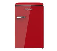 Cecotec Mini Frigorifero retrò da 110 L CoolMarket TT Origin 110, classe E, ICEBOX, LED per interni, maniglia cromata, vassoi in vetro, apribottiglie, rosso