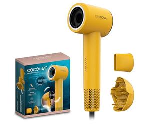 Cecotec Asciugacapelli Compatto e Leggero DryNova Yellow Sun. 1600W, 110000RPM, Motore Brushless, Diffusore e Concentratore, Generatore di Ioni, Silenzioso e Durevole, 4 Impostazioni Temperatura