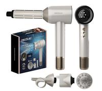 Cecotec Asciugacapelli con motore brushless e tecnologia al plasma DryGlam Waves Champagne, 1600 W, 110000 RPM, 4 in 1, effetto coanda, display digitale, controllo intelligente del calore, funzione