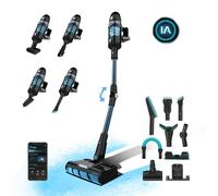 Cecotec Aspirapolvere Scopa Elettrica Senza Fili Conga Rockstar 9500 Connected Ergowet 3000 Ia, 230W, Intelligenza Artificiale, App Mobile, Auton 90', Schermo Digitale, 2 Filtro, Accessori, 4 Program