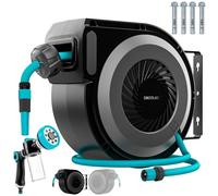 Cecotec Avvolgitubo 10 m HydroShell 100 Pro. Avvolgitore automatico con SlowReturn e Smooth Technology, portatile con rotazione di 180°, pistola a spruzzo 8 funzioni con serbatoio per sapone