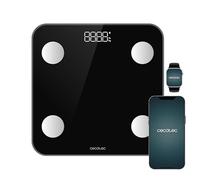 Cecotec Bilancia da bagno intelligente con App Surface Precision Smart. Bluetooth e 24 parametri, dimensioni 30 x 30 cm, 4 sensori, capacità massima 180 kg, funzionamento a batteria