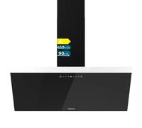 Cecotec Bolero Flux DM 603500 Glass Black B. 60 cm, vetro nero, 350m3/h, 65W, classe B, controllo meccanico, 3 livelli, filtro a carbone e alluminio, illuminazione a LED.