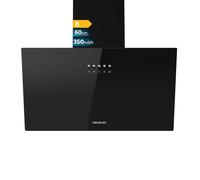 Cecotec Bolero Flux DM 603500 Glass Black B. 60 cm, vetro nero, 350m3/h, 65W, classe B, controllo meccanico, 3 livelli, filtro a carbone e alluminio, illuminazione a LED.