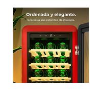 CECOTEC Bolero GrandSommelier Origin CANTINETTA VINO, 24 bottiglie, 3 ripiani, dimensoni: L 36,5 cm, A 93 cm, P 48 cm, temperatura minima 5 °C, Rosso