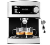 Cecotec Caffettiera Express per Espresso e Cappuccino Power Espresso 20. 850W, 20 bar, 2 tazze, vaporizzatore, 1,5L, doppio braccio, riscaldamento, vassoio gocciolamento, indicatori luminosi