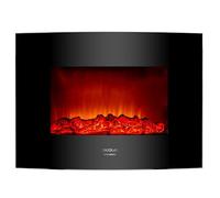 Cecotec Camino Elettrico Decorativo 22” con Telecomando Ready Warm 2210 Curved Flames. Massima Potenza 2000W, 2 Intensità, Pannello Curvo Cristallo Temperato, Fiamma Regolabile, Timer
