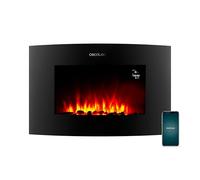 Cecotec Camino Elettrico Decorativo 35” con Telecomando e Wifi ReadyWarm 3560 Curved Flames Connected. Massima Potenza 2000W, 2 Intensità, Pannello Curvo Cristallo Temperato, Fiamma Regolabile, Timer