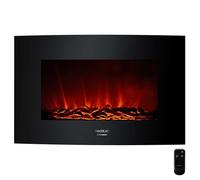 Cecotec Camino Elettrico Decorativo 35” con Telecomando Ready Warm 3510 Curved Flames. Massima Potenza 2000W, 2 Intensità, Pannello Curvo Cristallo Temperato, Fiamma Regolabile, Timer