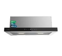 Cecotec Campana estrattore 70 cm telescopico Bolero Flux TLT 704400 Glass Black A+++. Aspirazione 431,2 m³/h, a basso consumo, motore DC, controllo del movimento e del tocco, vetro frontale nero