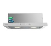 Cecotec Campana estrattore 70 cm telescopico Bolero Flux TLT 704400 Glass White A+++. Aspirazione 431,2 m³/h, a basso consumo, motore DC, controllo del movimento e del tocco, vetro frontale bianco