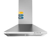 Cecotec Cappa aspirante 60 cm Flux PM 604300 Inox C Forma a Piramide, Finitura Inox, Potenza di aspirazione 403m3/h, Motore 105W, Classe C, Controllo meccanico, 3 Livelli di Potenza