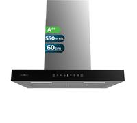 Cecotec Cappa Aspirante 60 cm Flux TT 605500 Glass Black A++. 70W, Finitura Frontale Vetro Nero, Basso Consumo Energetico, Aspirazione 550M3/H, Touch Control, 3 Livelli, Booster, Led, Filtro Carbone