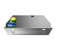 Cecotec Cappa Aspirante 75 cm Integrata Flux IM 756500 Inox A. Potenza Di Aspirazione 650M3/H, Motore 165W, Controllo Meccanico, 3 Livelli Di Potenza, Luce E Filtro Al Carbonio, Inox