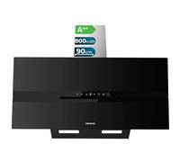Cecotec Cappa Aspirante 90 cm Vetro Temperato - Cappa Cucina. Bolero Flux DT 908010 Glass Black A++ 210W, 90cm vetro nero, Flusso d'Aria 800m3/h, A++, Touch, LED, Carbonio Ø176, alluminio 5 strati