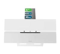 Cecotec Cappa Aspirante 90 cm Vetro Temperato - Cappa Cucina. Bolero Flux DT 908010 Glass White A++ 210W, 90cm vetro bianco, Flusso d'Aria 800m3/h, A++, Touch, LED, Carbonio Ø176, alluminio 5 strati