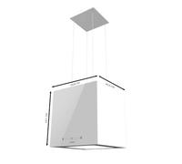 Cecotec Cappa Aspirante a Isola 44 cm, Cappa Cucina. Bolero Flux CCT 448000 Glass White A++ Cappa 44cm vetro bianco, Flusso d'Aria 800m3/h, 210W, A++, Slider, LED, Carbonio Ø176, alluminio 5 strati